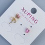 Xuping Heart-Shaped Pink Stone Stud Earrings, 5mm, 18K Gold Plating