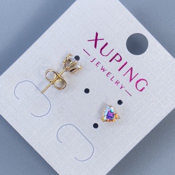 Xuping Heart with Rainbow Stone Stud Earrings