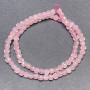 Pink Quartz Beads on Thread, Faceted Cubes, 4 mm Diameter, 39 cm Length