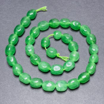 Faceted Jade Beads on Thread, 10x7 mm, 38 cm length, man-made