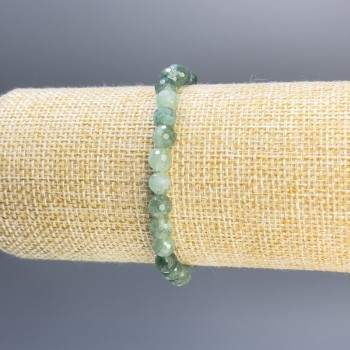 Jade Bracelet with Faceted Bead, 6 mm Diameter, 18 cm Length, Stretch