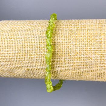 Chrysoprase Bracelet with Unpolished Stone, 5x5 mm Beads, 18 cm Length, Stretch