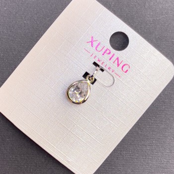 Xuping Pendant with White Crystal, 8 mm diameter, 16 mm length, rhodium-plated