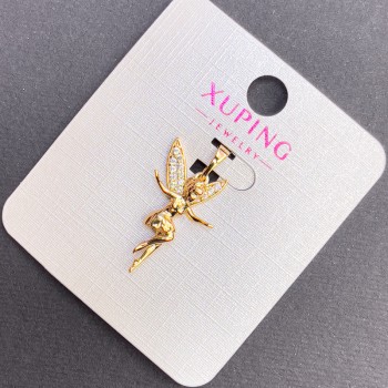 Кулон Xuping Фея з білими стразами, діаметр 14мм+ -, довжина 27мм+- позолота 18К