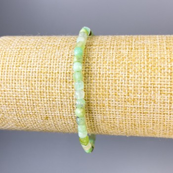 Chrysoprase Bracelet with Faceted Cubes, 4x4 mm, 18 cm Length +/- Stretch