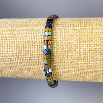 Hematite Bracelet, Snake, diameter 5x3 mm +/-, length 18 cm +/- stretch