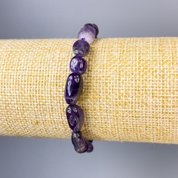 Amethyst Faceted Bracelet, 12x8 mm diameter, 18 cm length - stretch
