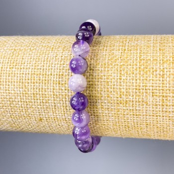 Amethyst Bracelet with Smooth Beads, 8 mm diameter, 18 cm length, Stretch