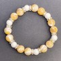 Bracelet with Mother of Pearl, 10mm diameter ± and Agate, 8mm diameter ± - with butterfly inlays, length 18cm ± stretch