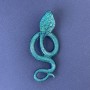 Brooch-pendant Snake Cobra with blue enamel, silver-toned metal 77×33 mm+