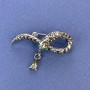 Brooch 'Snake' in Gray with Gray Crystals, Silver-Tone Metal 39×22 mm+