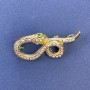 Snake Brooch-Pendant, Gold Color with Iridescent Crystals, Golden Metal, 44x20 mm