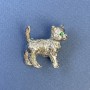 Cat Brooch with Green Crystals Silvery Metal 27×28 mm+