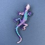 Brooch Lizard blue-violet color with rainbow crystals 29×74mm+