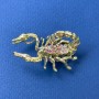Clearance Brooch Pendant Scorpion with Pink Crystal Gold-tone Metal 27x42mm+