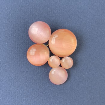 Brooch-pendant 'Accent' pink cat's-eye stone with golden metal 33x43mm+