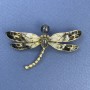 Butterfly Brooch with Gray Cat's-Eye, Enamel on Golden Metal, Diameter 61 mm, Length 40 mm