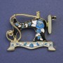 Brooch Sewing Machine enamel gold-tone 30x38mm+