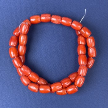 Coral Beads Orange Barrel, 10×8 mm, on beading thread, length 39 cm ±