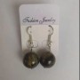 Hawk's eye natural stone earrings, smooth ball, diameter 14 mm, length 3.5 cm
