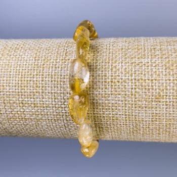 Citrine natural stone faceted bracelet, bead diameter 10-14×6-8 mm, length 18 cm +/- stretch