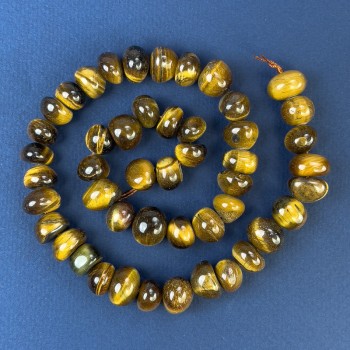 Tiger's Eye Beads, Faceted 11x10mm on Thread, Length 40 cm+