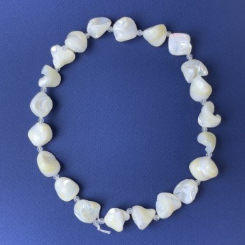 Natural Mother-of-Pearl Nugget Beads 16x12mm +/- with 4mm Seed Beads on Thread, Length 39cm+