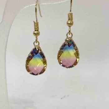 Drop Earrings Multicolor, diameter about 10 mm, length 34 mm