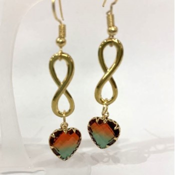 Infinity Multicolor Earrings, diameter 10mm +/-, length 58mm+