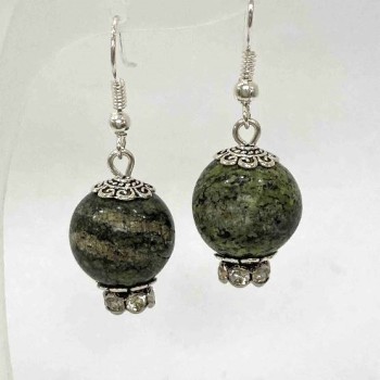 Serpentine Smooth Ball Earrings, 14 mm diameter, 38 mm length