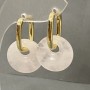 Pink Quartz Earrings, 15 mm diameter, 27 mm length ±