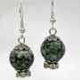 Moss Agate Bead Earrings, 12 mm diameter, 36 mm length