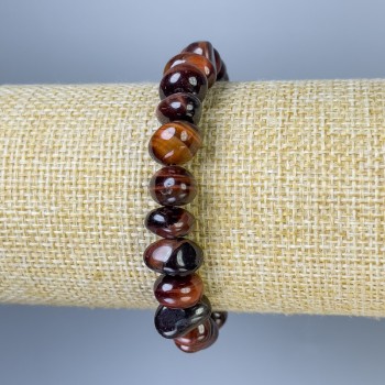 Bull's Eye Faceted Bead Bracelet, diameter 8-10×7-9 mm, length 18 cm, stretch