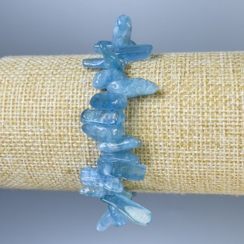 Aquamarine Nugget Bracelet, Nugget Size 10–18×5–7 mm, Length 18 cm, Stretch