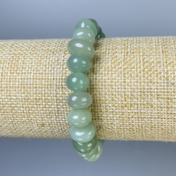 Faceted Jade Bracelet, 11×8 mm Beads, 18 cm Length, Stretch