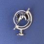 Globe Brooch 37×26 mm ± Silver-Toned Metal