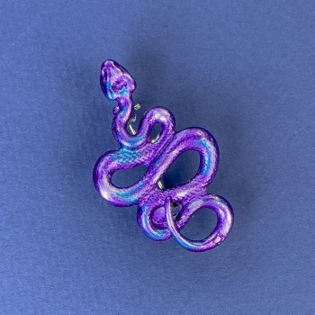 Snake Brooch-Pendant, violet-blue, silver-tone metal, 37x22 mm