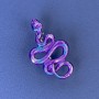 Snake Brooch-Pendant, violet-blue, silver-tone metal, 37x22 mm