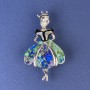 Princess Brooch Pendant in Silver-Tone Metal 50x28 mm ± White Crystal