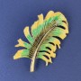 Feather Brooch-Pendant, diameter 51x30 mm, ± multicolor enamel, gold-tone metal