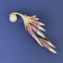 Brooch 'Twig with Pearl' and White Crystals in Gold-Toned Metal 74x24mm+