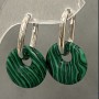 Malachite Hoop Earrings, diameter 18mm, length 30mm