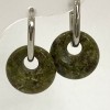 Heliotrope and Jasper Donut Earrings, 18 mm diameter, length about 30 mm