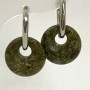 Heliotrope and Jasper Donut Earrings, 18 mm diameter, length about 30 mm