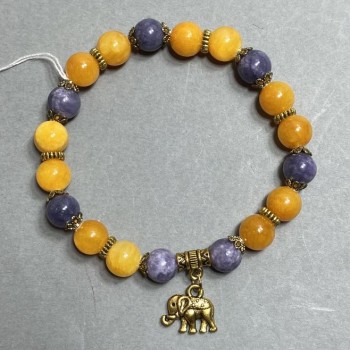 Браслет Акрил гладка кулька 8мм+- з металевими вставками, довжина 18см+- стрейч