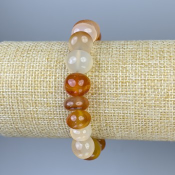 Carnelian Bracelet with Faceted Beads, Diameter 12×-9–11 mm, Length 18 cm, Stretch