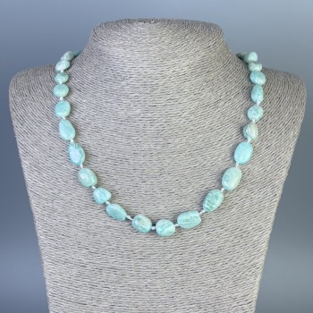 Amazonite Faceted Bead Necklace, 9-11×9-10 mm diameter, 45 cm length, with clasp