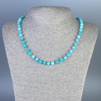 Amazonite Necklace (artificial) smooth beads, 6 mm diameter ±, length 50 cm ± with clasp