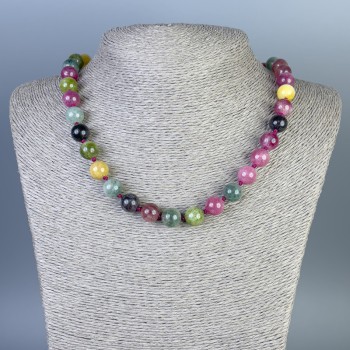 Tourmaline Necklace smooth bead 10mm ±, length 50 cm ± with clasp