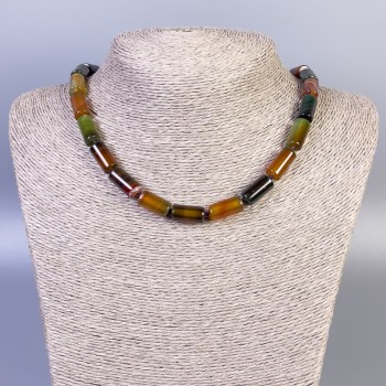 Agate Necklace with Smooth Cylinders, 15x8 mm diameter, 45 cm length, with clasp